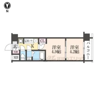 エステムコート京都二条【706号室】の間取り