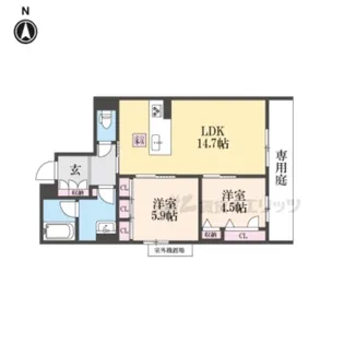 ヴェスプッチ二条城【1階】の間取り
