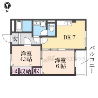 メゾン浮孔【203号室】の間取り