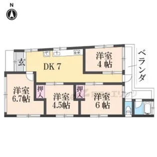 松室中溝町マンション【2F号室】の間取り