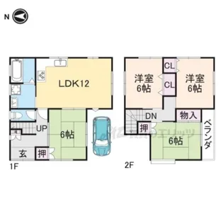 京都府長岡京市勝竜寺巡り原【一戸建】の間取り