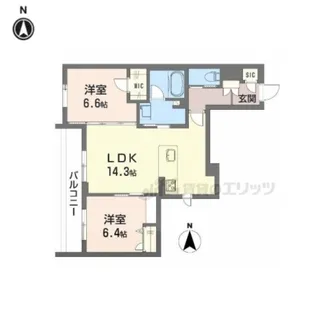 シャーメゾンやすらぎ【203号室】の間取り