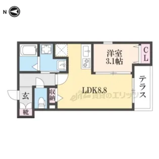 ザカラ?東本町A棟【1階】の間取り