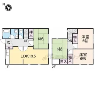 兵庫県宝塚市山本中3丁目【テラスハウス】の間取り