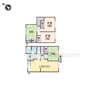兵庫県宝塚市山本中3丁目【テラスハウス】の間取り