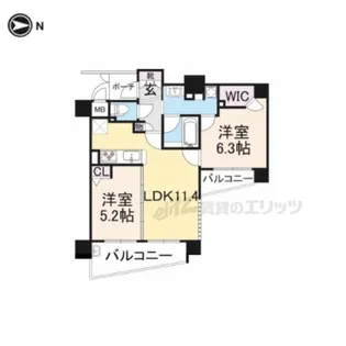エステムプラザ京都四条烏丸【7階】の間取り