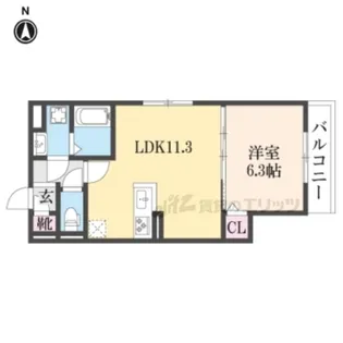 GRAMM御陵荒木C【2階】の間取り