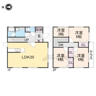 奈良県生駒市白庭台1丁目【テラスハウス】の間取り