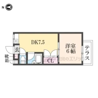 リバティ?石切【1B号室】の間取り
