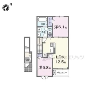 クレール聖和B【203号室】の間取り