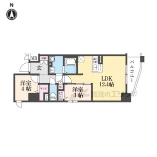 ソルテラスKYOTO西大路 瑠【4階】の間取り