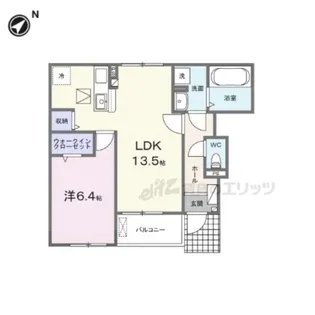 クレール聖和C【102号室】の間取り