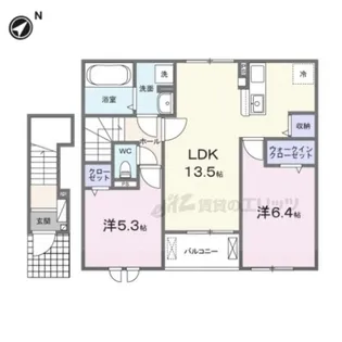 クレール聖和C【203号室】の間取り