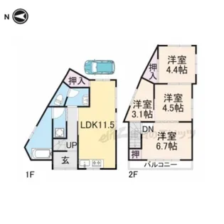 奈良県生駒市俵口町【一戸建】の間取り