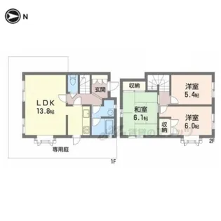 奈良県奈良市押熊町【テラスハウス】の間取り
