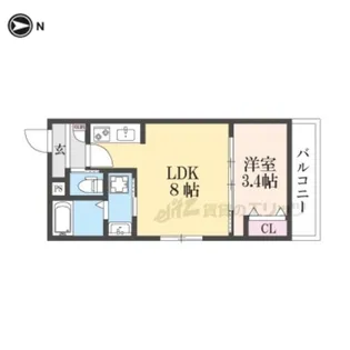 アドバンスコート五条丹波口【2階】の間取り