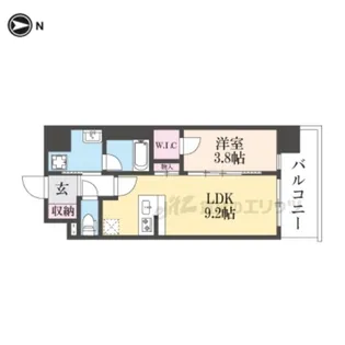 ゼフィランサス西大路【201号室】の間取り