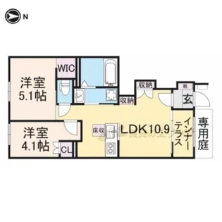 (仮称)城陽市寺田新築アパート【1階】の間取り