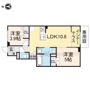 リヴォラルコート若江【105号室】の間取り