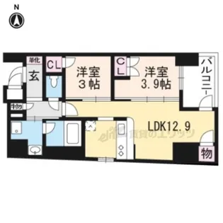 ソルレヴェンテ堀川高辻【4階】の間取り