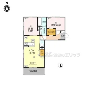 リジェール イースト【1階】の間取り
