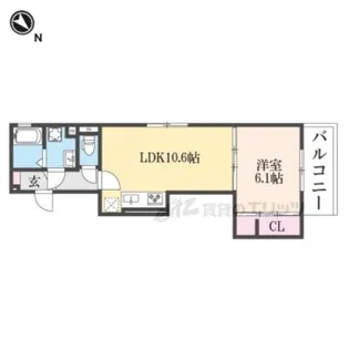 1LDKの間取り画像