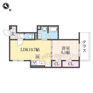 1LDKの間取り画像