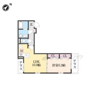 プリムローズ野村【1階】の間取り