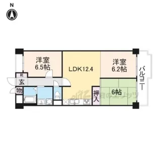 オーブラン学園前【203号室】の間取り