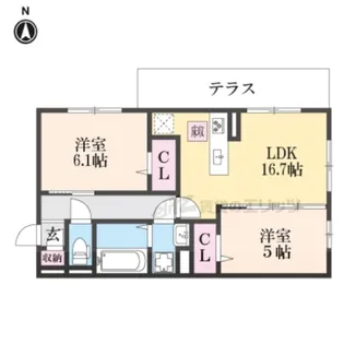仮称)右京区嵯峨野芝野町ハイツ【1階】の間取り