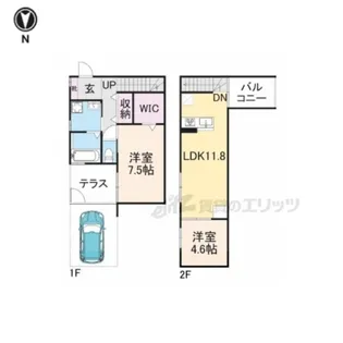 滋賀県草津市野村1丁目【テラスハウス】の間取り