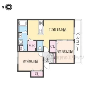 グランディール学園前【2階】の間取り