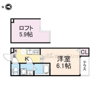 ハーモニーテラス椥辻中在家町【1階】の間取り