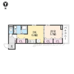 「ヒカルサ京都梅津東」【3階】の間取り