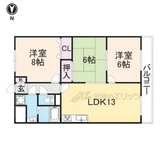 インペリアル東生駒【2階】の間取り