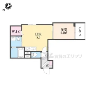 フラッツ六地蔵【1階】の間取り