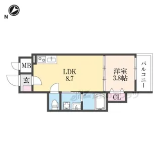 フラッツ六地蔵【2階】の間取り
