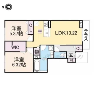 アムールメゾン葛城【1階】の間取り