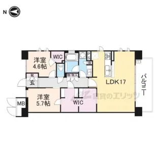 シエリア京都山科【707号室】の間取り