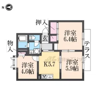 コスモス結崎A【102号室】の間取り