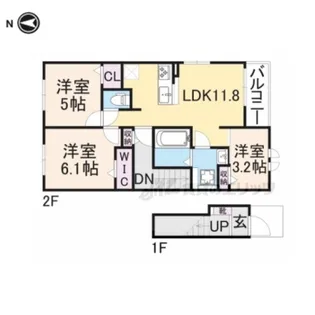 メゾン下多良【2階】の間取り
