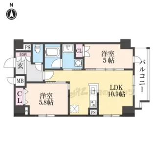 ジオエント四条大宮【5階】の間取り