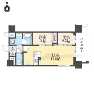 リシュドール梅小路【8階】の間取り