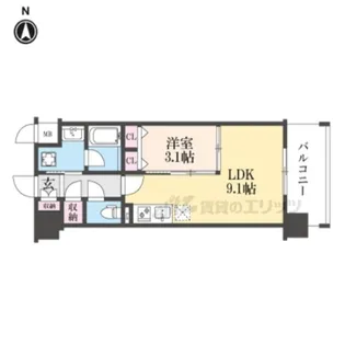 リシュドール梅小路【9階】の間取り