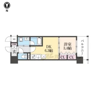 「リシュドール梅小路」【6階】の間取り