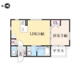 グリーンティエラ三井寺【102号室】の間取り