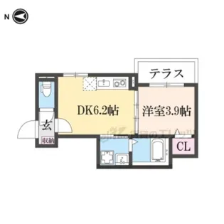 アビタシオン嵯峨嵐山【101号室】の間取り