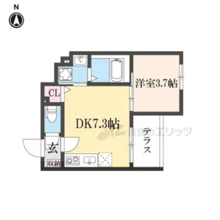 アビタシオン嵯峨嵐山【103号室】の間取り