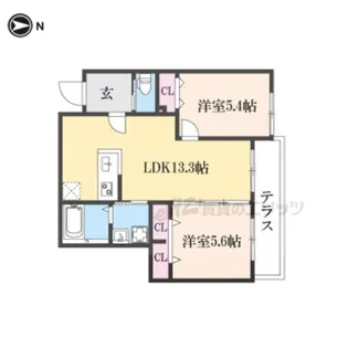 アビタシオン嵯峨嵐山【104号室】の間取り