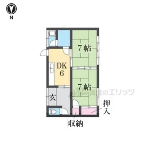香芝市下田東アパート【1棟号室】の間取り
